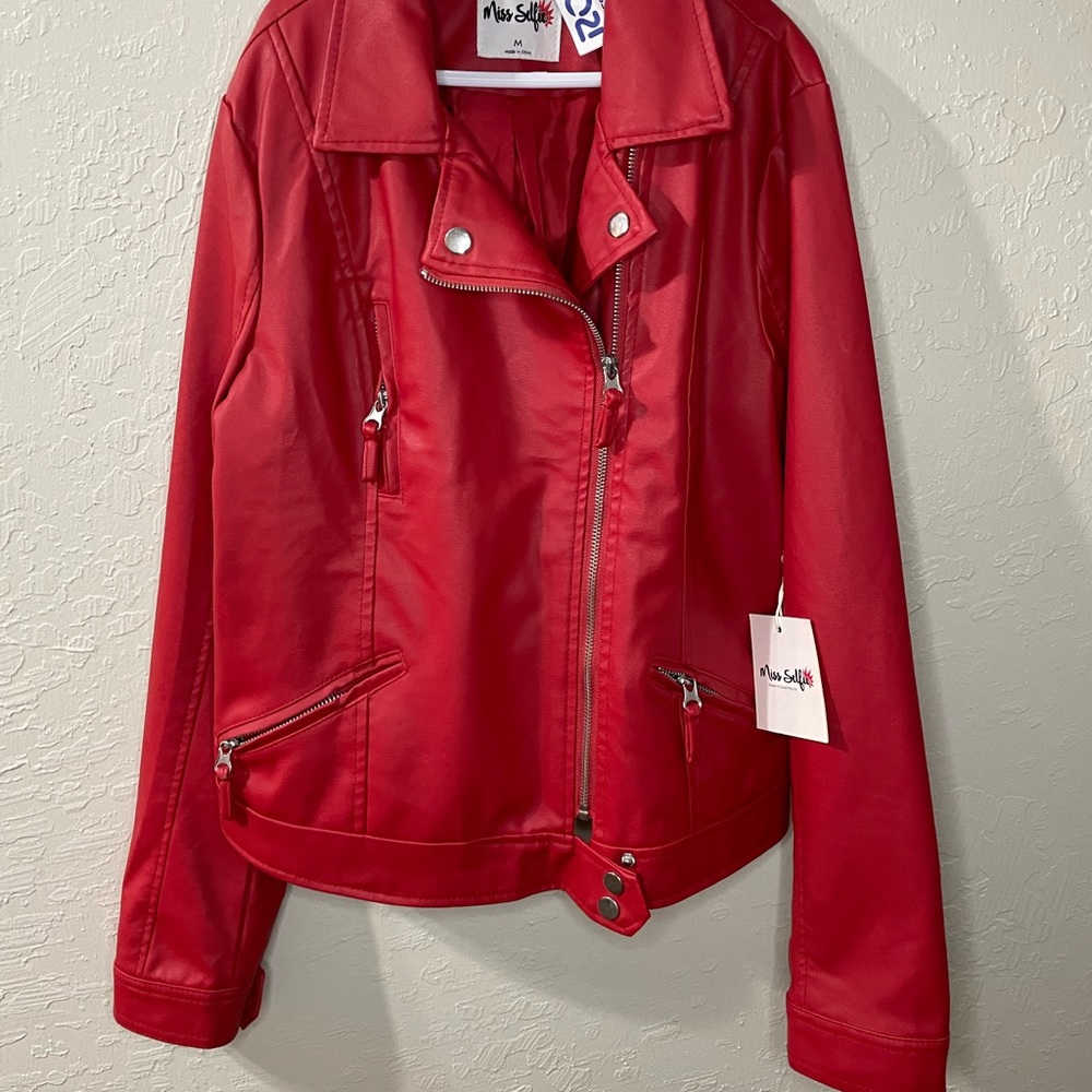 Red leather jacket